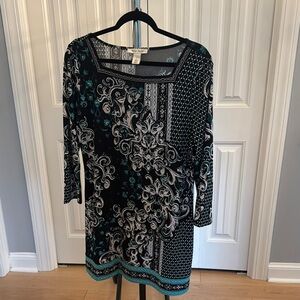 Black and Teal Patterned Dress